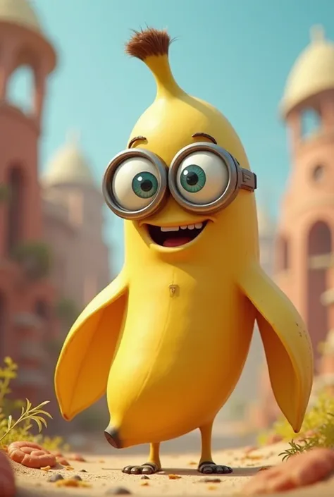 Animated banana with lenses