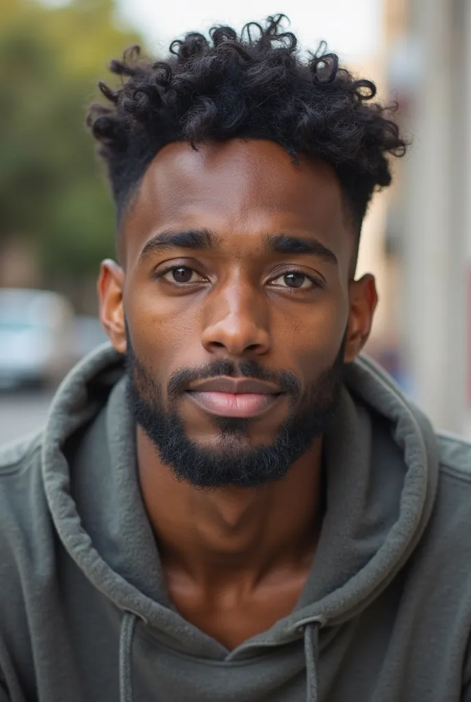 A 25-year-old Somali man with a rebellious, carefree attitude. He has short, wavy black hair and dark brown eyes. His skin is a medium-brown tone, and his facial features are distinctively Somali. He has a slight stubble or scruffy beard, giving him a rugg...