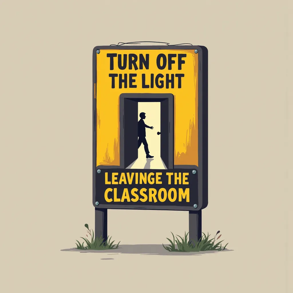 Make a warning sign to turn off the light when leaving the classroom