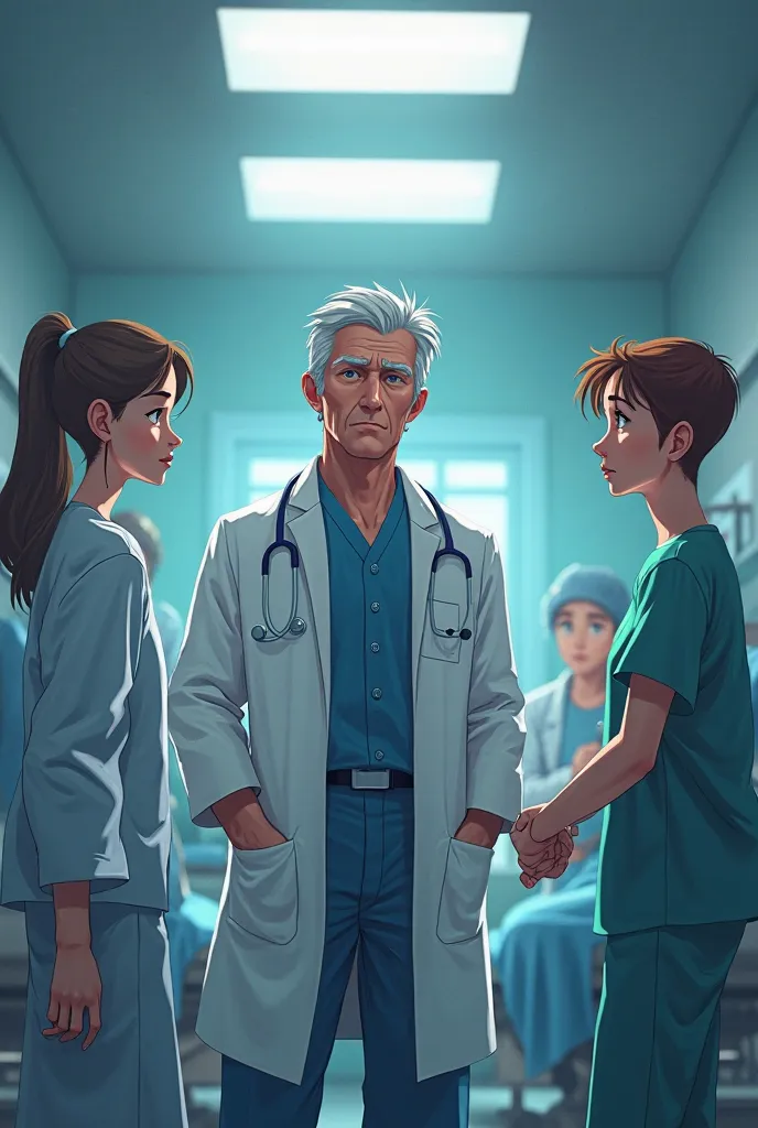 Animated images of a doctor deciding who to save his life