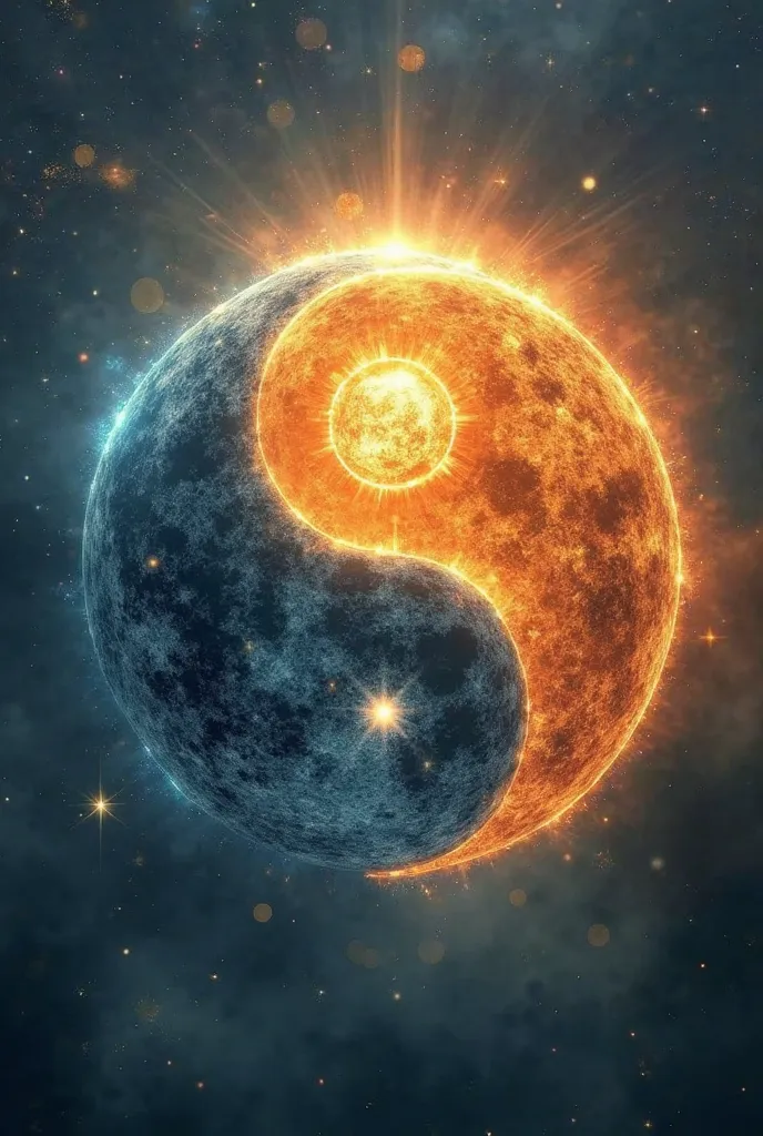 Create a yin-yang image using the reference Sun on one side and the Moon on the other