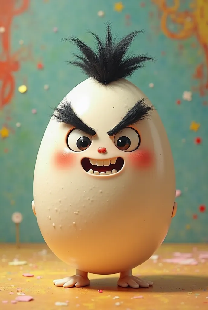 One egg with having black hair funny 