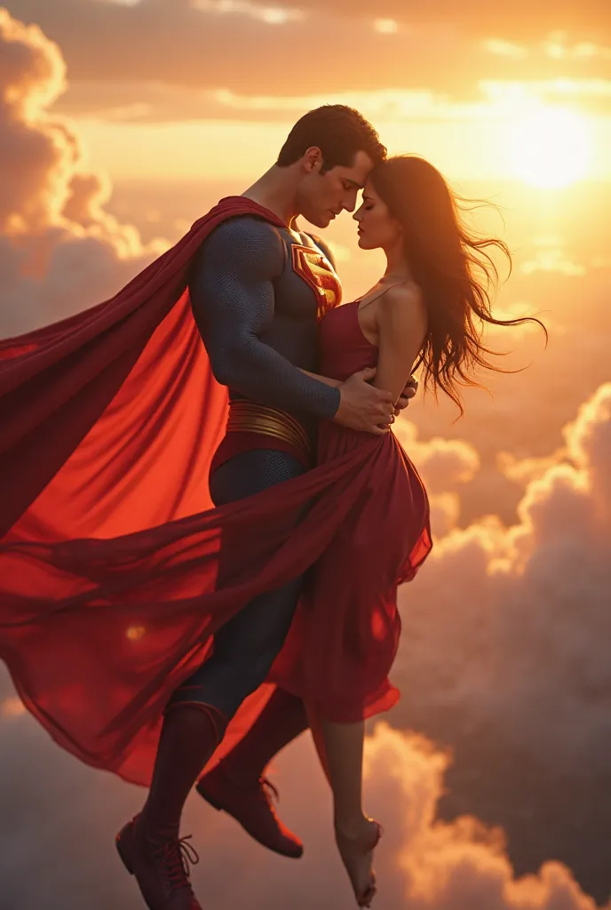 Superman and Luisa Flying Embracing