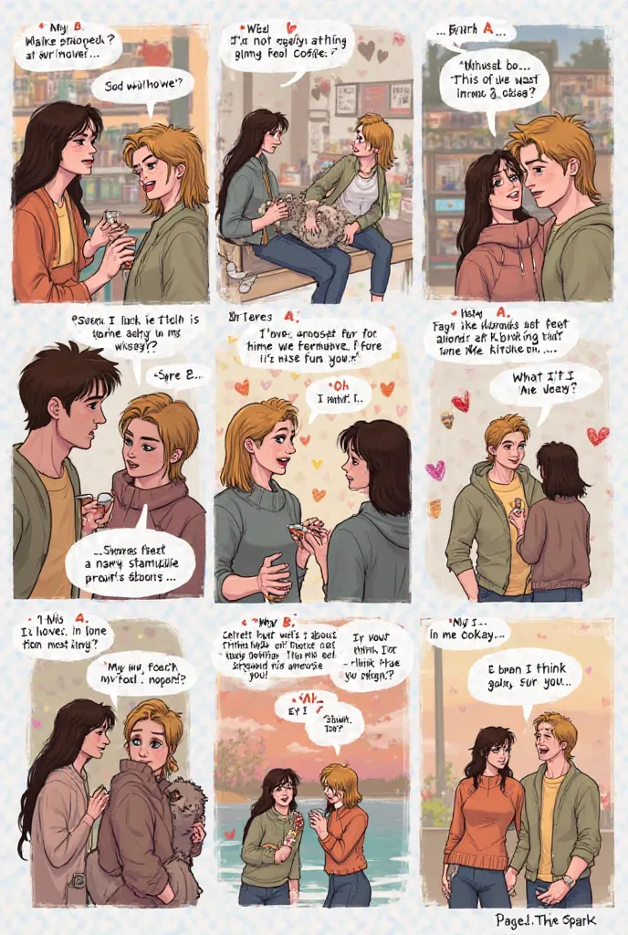 Page 1: The Spark

• Panel 1: Friend A and Friend B bump shoulders in a crowded coffee shop.  Friend A: "Whoa!" Friend B: "Sorry!" (Visual:  Spilled coffee, near miss)

• Panel 2: Close-up on Friend A, slightly flustered. Friend A: (thought bubble) "That w...