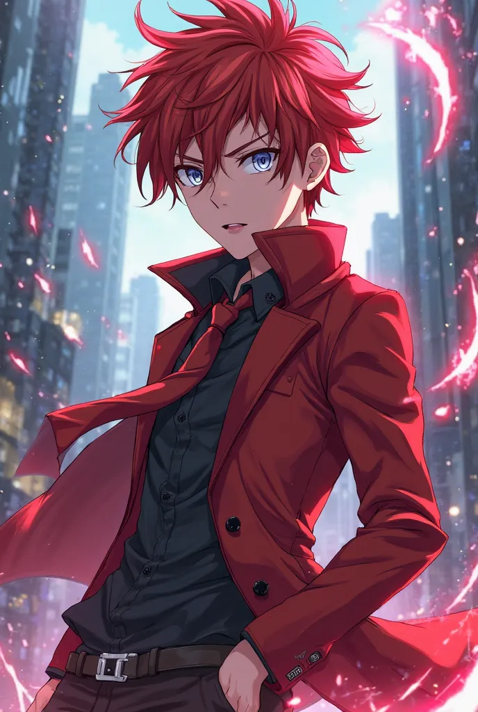 Issei Hyoudou from Highschool DxD in a dynamic, modern anime style with fiery red hair and a determined expression