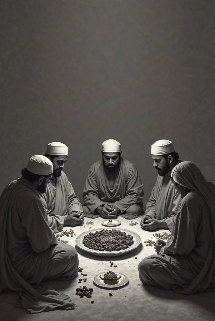 Muslims ( black and white)  over a dish for Ramadan 