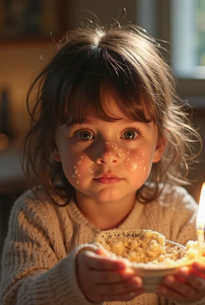 cinématique film une petite fille de 6 ans, brune, les cheveux courts, des yeux très grands, très doux, noirs, elle fait des bulles de savon fond clair lumineux , photo de qualité , photo de studio, aiguille profondeur de champ réduite, vignette, très déta...