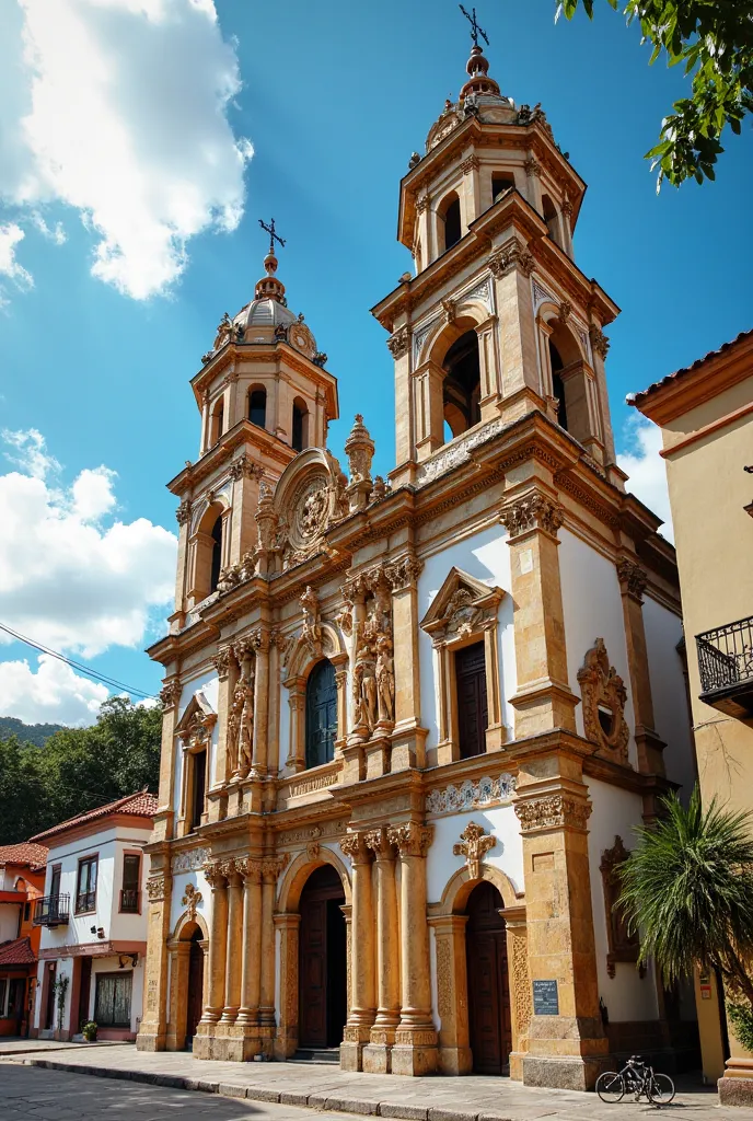 Close-up of the San Felipe de Austria church in the city of Cariaco in the state of Sucre