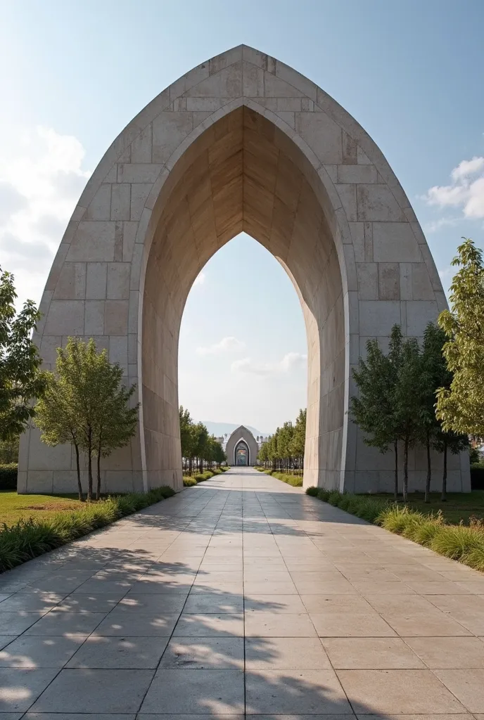 Modern and traditional architectural arch, the height of the arch is 10-15 meters
on a 30-meter-wide exit road marked AHALTEKE ATLARY SAYOLY. The Akhal-Teke horse stutuya is located on the edges of the structure 