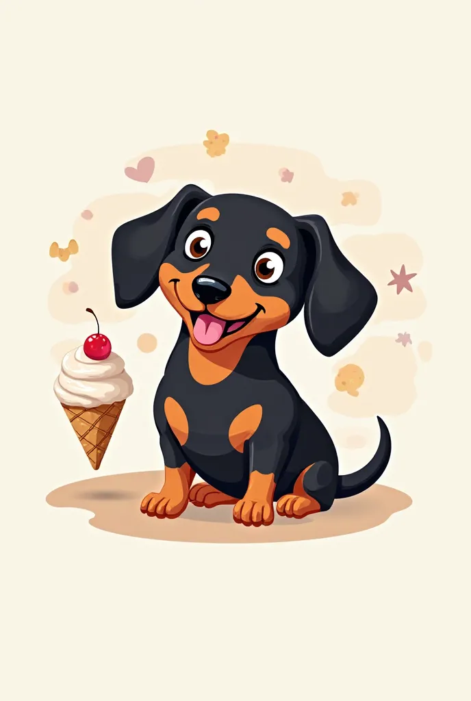 Prompts Generate a brand logo, in it there must be a black and brown dachshund, Also a scrape 🍧