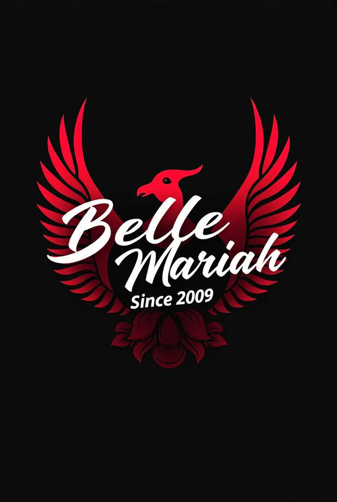 Logo for a restaurant with an e-sports style, looking like a professional team , Responsible , a bit futuristic, with the name Belle Mariah , Below written since 2009 in Brazilian Portuguese, colors between , therefore , white , dark red , light red , a li...