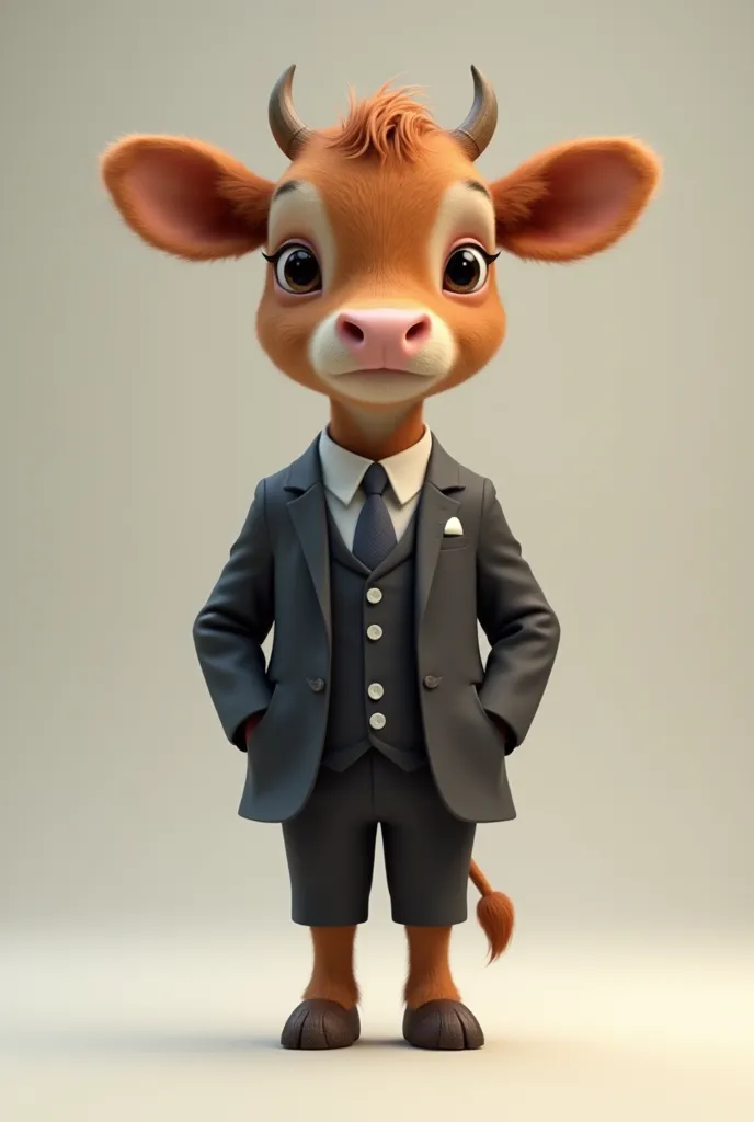 Calf standing in a suit