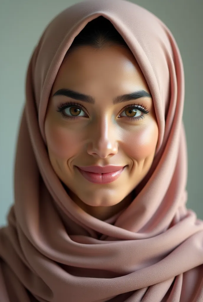 Middle Eastern Hijabi model flawless skin Smile