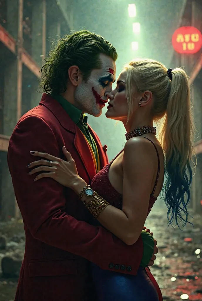 Joker and Hallerquina in a love scene 