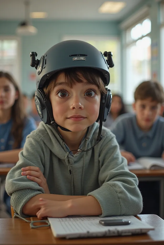  taking classes with a protective helmet due to neurological disorder (epilepsy ) with involuntary movements using a digital communicator 