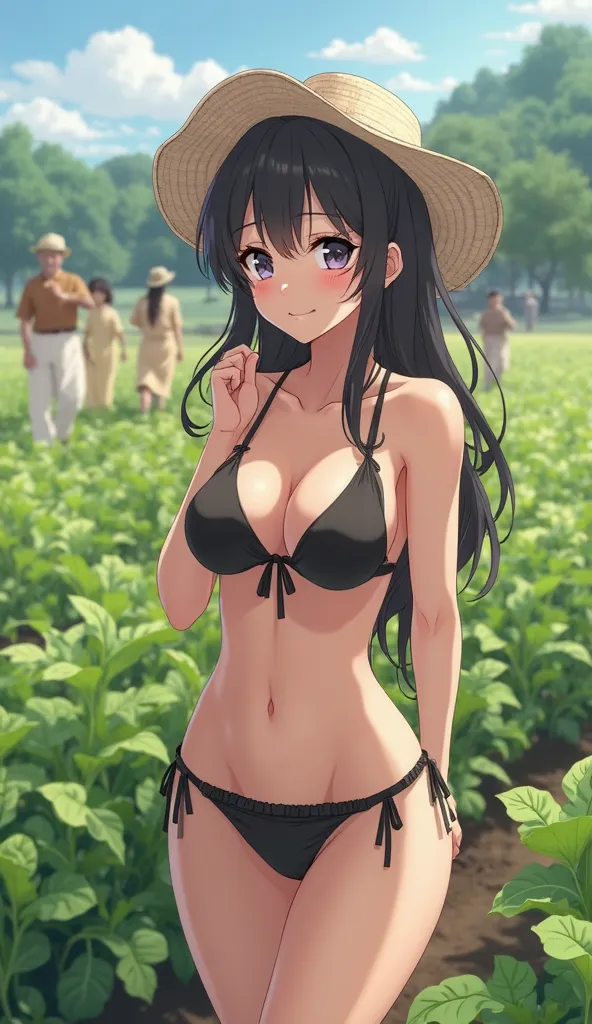 
A anime women(farmer) and she live in village.
Anime women with large breast and black cute bikini.
She is doing farming in farm in bikini.
Background - all peoples of village are watching her from behind.
the luxury of the surrounding environment enhanci...