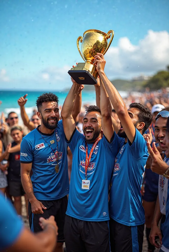 Create an image to post to the Instagram feed, For a team that was champion called Monte Alto, Cabo Frio 2024 Amateur Championship champion, with blue, black and gold 