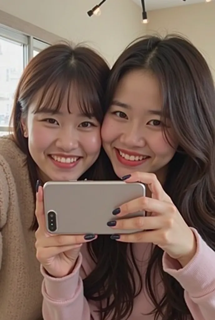 there are two people taking a selfie with a phone, a picture inspired by Lü Ji, instagram, tachisme, 😭🤮 💔, profile pic, 😭 🤮 💕 🎀, tiktok video, , couple, tiktok, memes, profile image, & jeehyung lee & wlop, instagram filter, instagram story, snapchat, image...