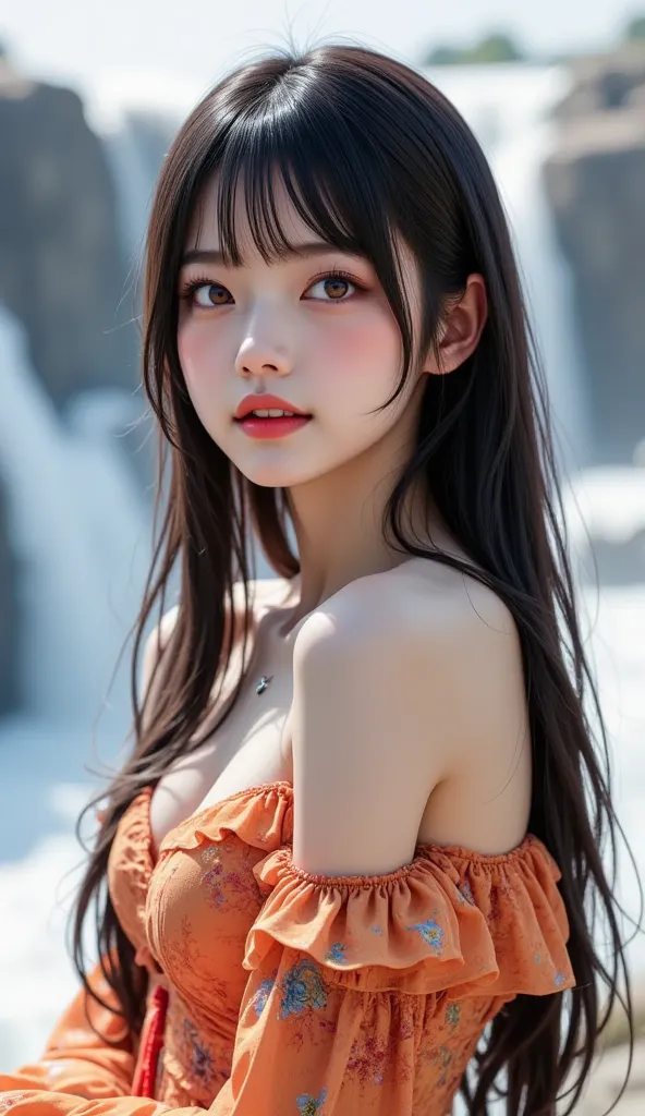 high resolution,  super high quality, 32K, surreal, realistic photo of a Taoist:1.37,  beautiful woman, , Beautiful details ( eyes, long lashes, Lips), , and her hair,  bangs:1.3, Ji Qie, puppet, Charming Smile, Half open mouth, Head tilt, Light blue, Rift...