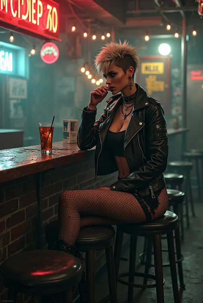 Sexy Punk Girl at the Bar