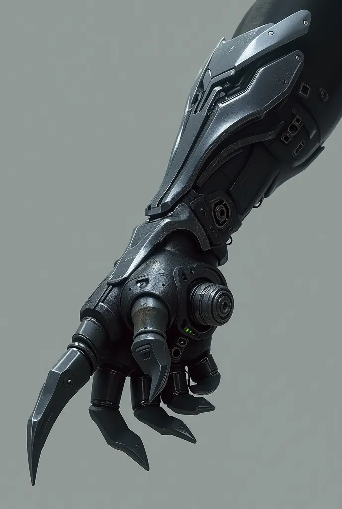 Wrist blades with dark modern metal details and a portable cannon in the middle of the artifact