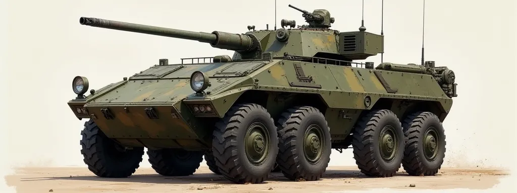 2044-2045.Armored personnel carrier, armored, fictional design.Large machine gun in a large machine gun turret.