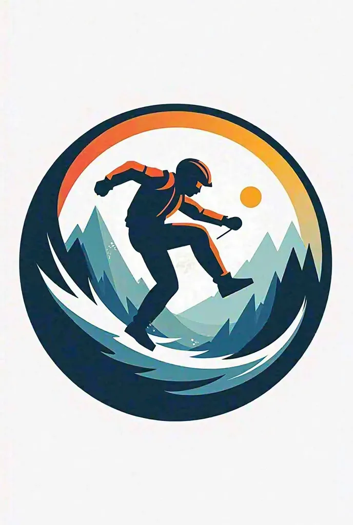 Create a circular logo with adventure sports 

