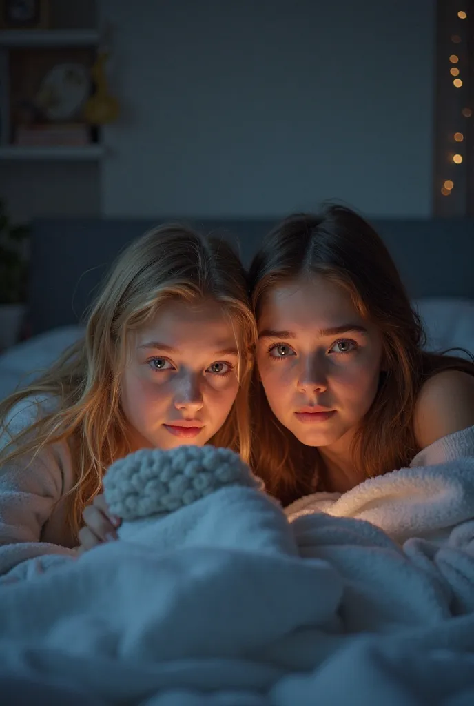 Two friends, ages 10 and 12, are having a sleepover. They're lying in bed on a hot night. One is a blonde Dutch woman with a slim, flat body; the other is a brunette with tiny tits. They watch videos with curiosity, mischief, and enthusiasm. The heat force...