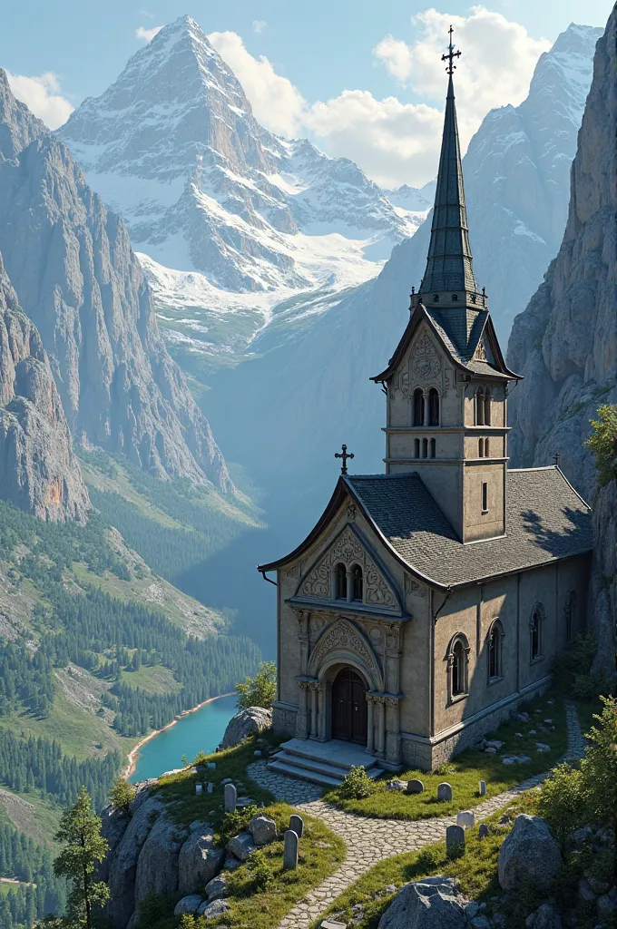 A small church on a high mountain