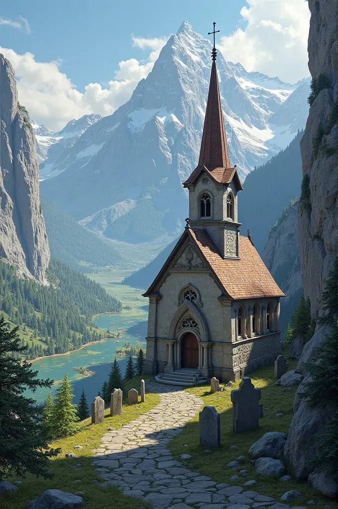 A small church on a high mountain