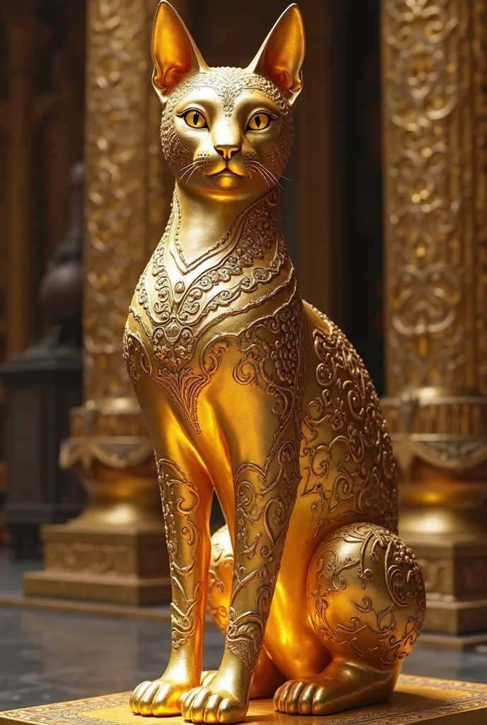 Statue of a golden cat