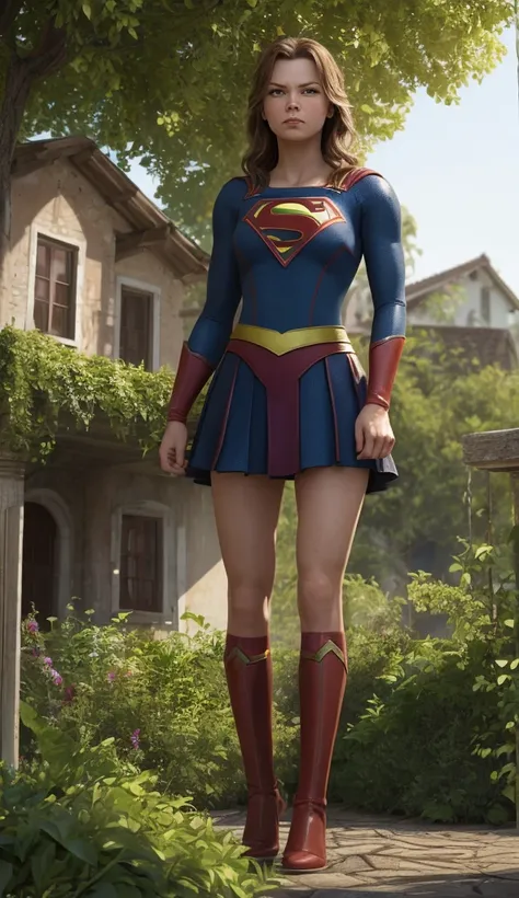 Supergirl looks angrily, 


It stands in a garden and there is a house in the back 



Highly Detailed 3D Render, Realistic Textures, Well-Balanced Composition.
