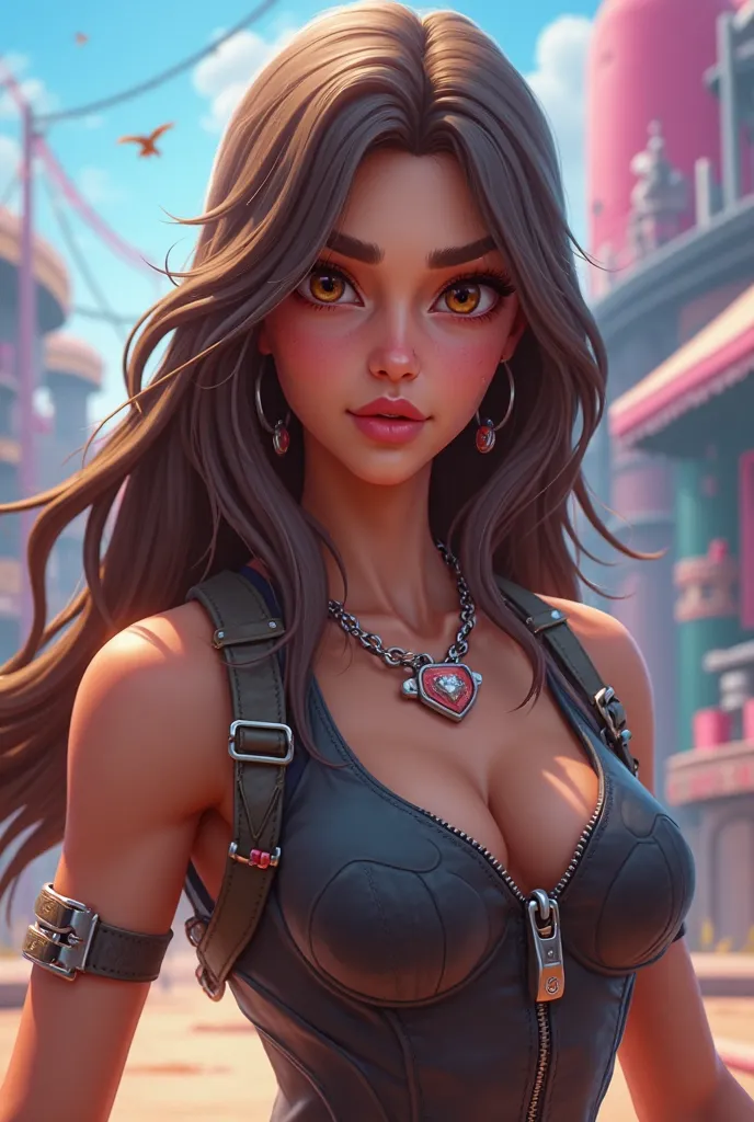  Fortnite, long hair, brown hair, Güera and light brown eyes