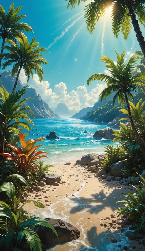 In this idyllic seaside retreat (An idyllic seaside resort), a vibrant tropical terrain unfolds before the eye (a vibrant tropical area reveals itself to the eye), where the sun-soaked beauties of a holiday resort (Holiday resort) await. The warm sun casts...