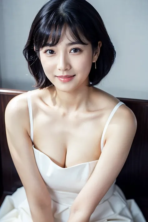 black hair short hair、Age 35、I can see my cleavage、 woman dressed in white , Closeup of Tsuyu , Beautiful Korean Woman Wearing Black Hair, Gorgeous Young Korean Women, Cute Korean Actresses,  Nam Jae-yeon, Korean idol portraits,  Jung Hwa-choi , beautiful ...