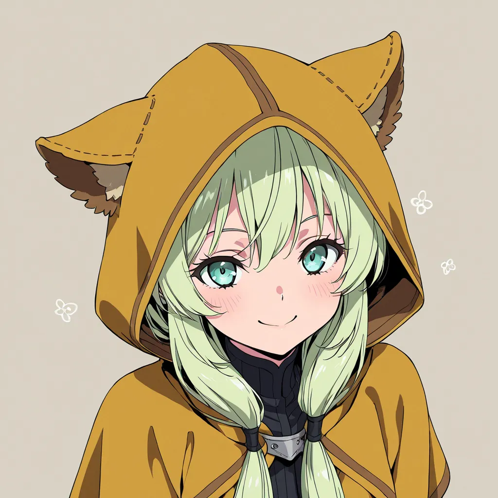 Top quality, 1girl ,  flax-colored hair、ponytail、 cute face that leaves hood、Mid-s、mean smile ,Isekai Fantasy,Thief, small tits