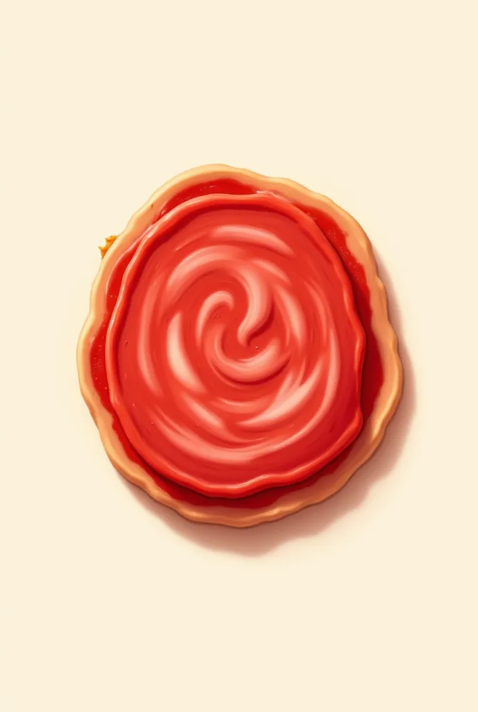 sliced single piece of pepperoni sausage, top view (strictly from top to bottom) pixar hand drawn style