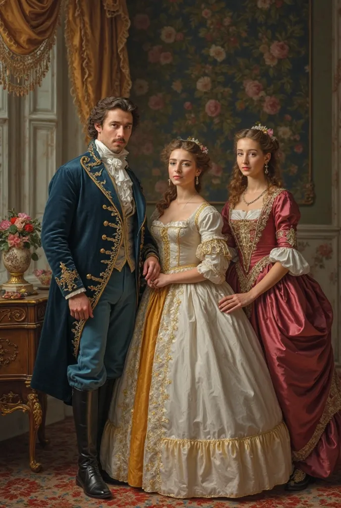 Draw me a family, so that there is a real life-size family Generate a picture Rostov's family was getting ready for the ball, eighteenth century and the whole family Dad, Mother, Natasha, Sonya is a trick, and singing