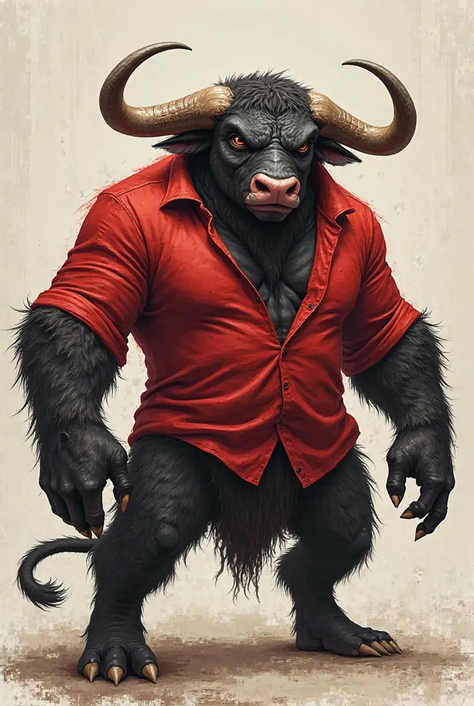 Bull face with red shirt 