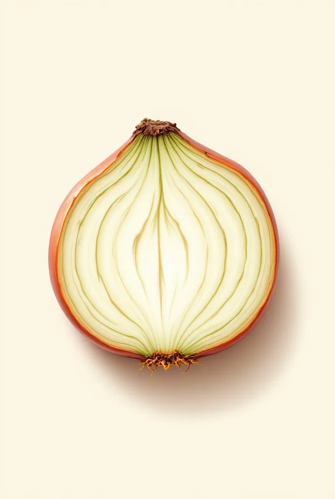 sliced round onion, top view (strictly from top to bottom) pixar hand drawn style