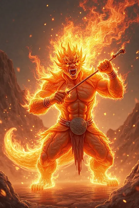 team fire and lightning、a fire monster,、plays music in the flames。 Their instrument is、looks like a blazing flame,、creates a round crest with sounds like sparks scattering {x}

