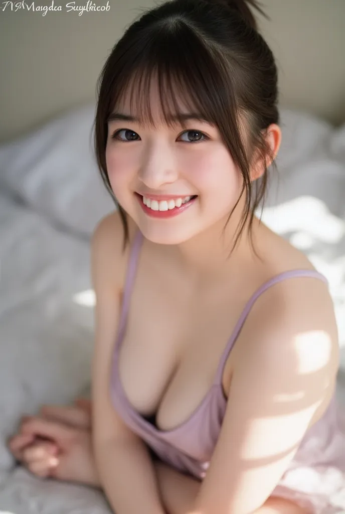 (nsfw:1.2), ((topless,  big ass wearing  )), (Body facing forward), ((Natural Colored Nipples, flat chest)), fine grained, high resolution, high quality, JPOP Idol Face, waist up, upper body, ((bust focus)), perfect dynamic composition, beautiful and detai...