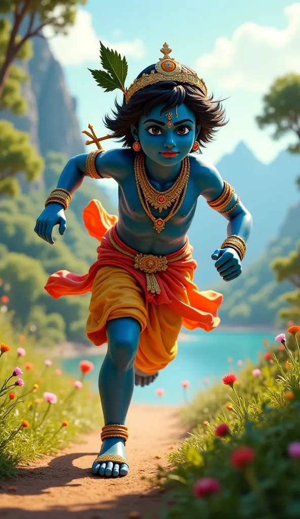 A video showing Lord Krishna running with an arrow stuck in his foot  