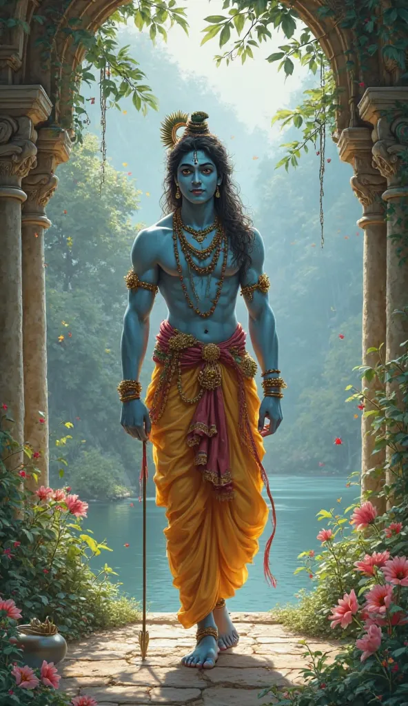 A video that looks like an arrow is stuck in Krishna's feet