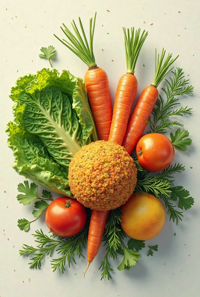 radish, lettuce,  falafel , carrot and coriander 