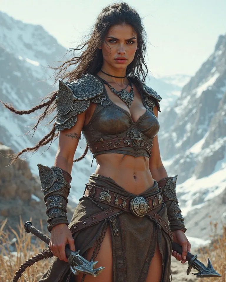 Muscular beautiful barbarian woman