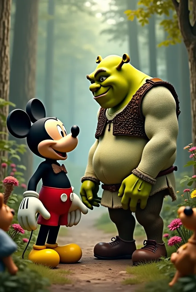 Mickey mouse se casando com o shrek