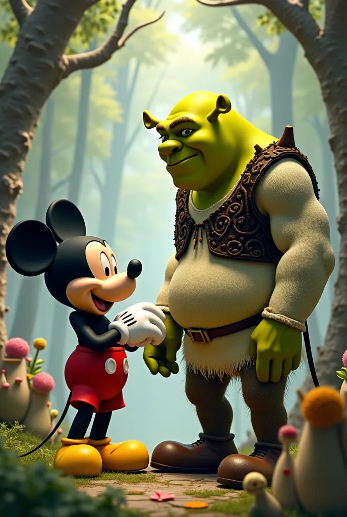 Mickey mouse se casando com o shrek