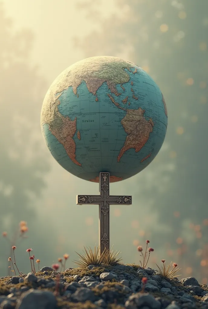 I would like to create the Earth's globe with a cross lying underneath the globe