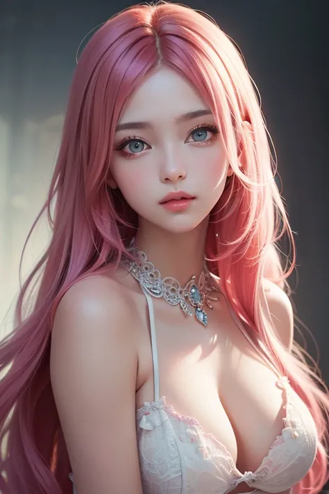 girl, beautiful face, long pink hair, light green eyes, half body pose, princess style, beautiful background, (ultra detailed eyes), (face detailed), (body detailed), (background detailed), (make clear and good picture), (make 4k and 8k picture), (masterpi...